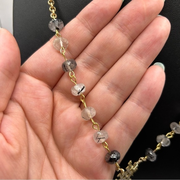 Gypset Honey Gold Tone Chain Necklace Genuine Quartz Arrowhead Pendant 33" - Picture 4 of 12